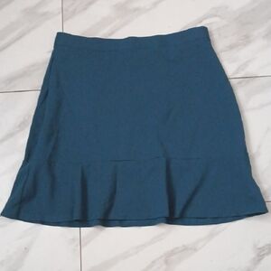 LOFT Womens Size M Teal Flutter Pull On Mini Skirt